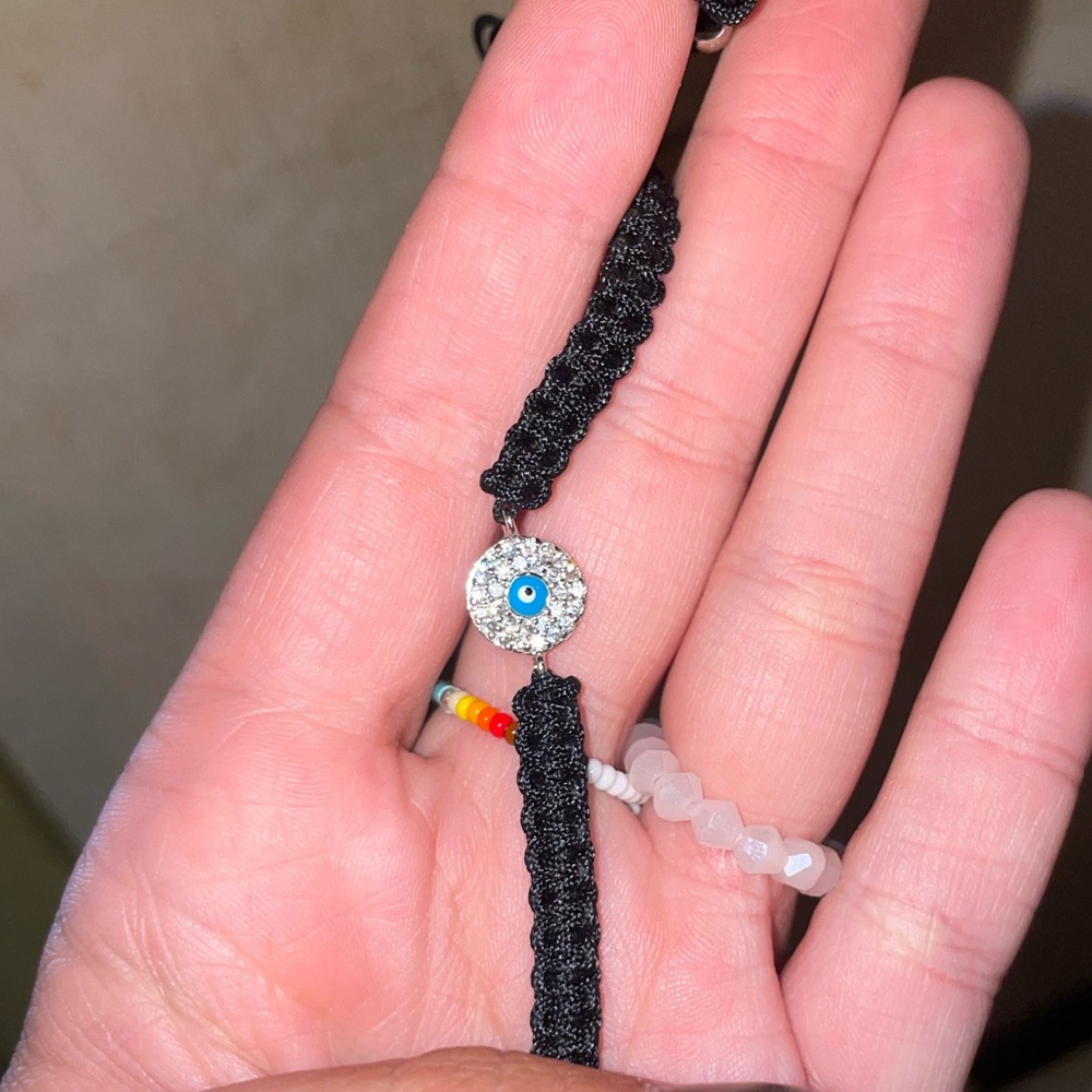 Evil eye adjustable small bracelet